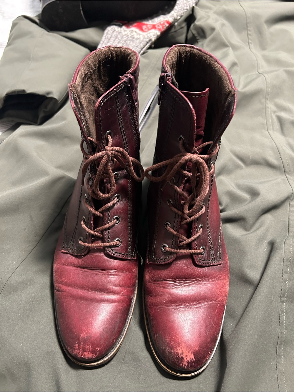 Gabor Toskana Burgundy Leather Lace Up Ankle Boot - US 7.5 | UK 5